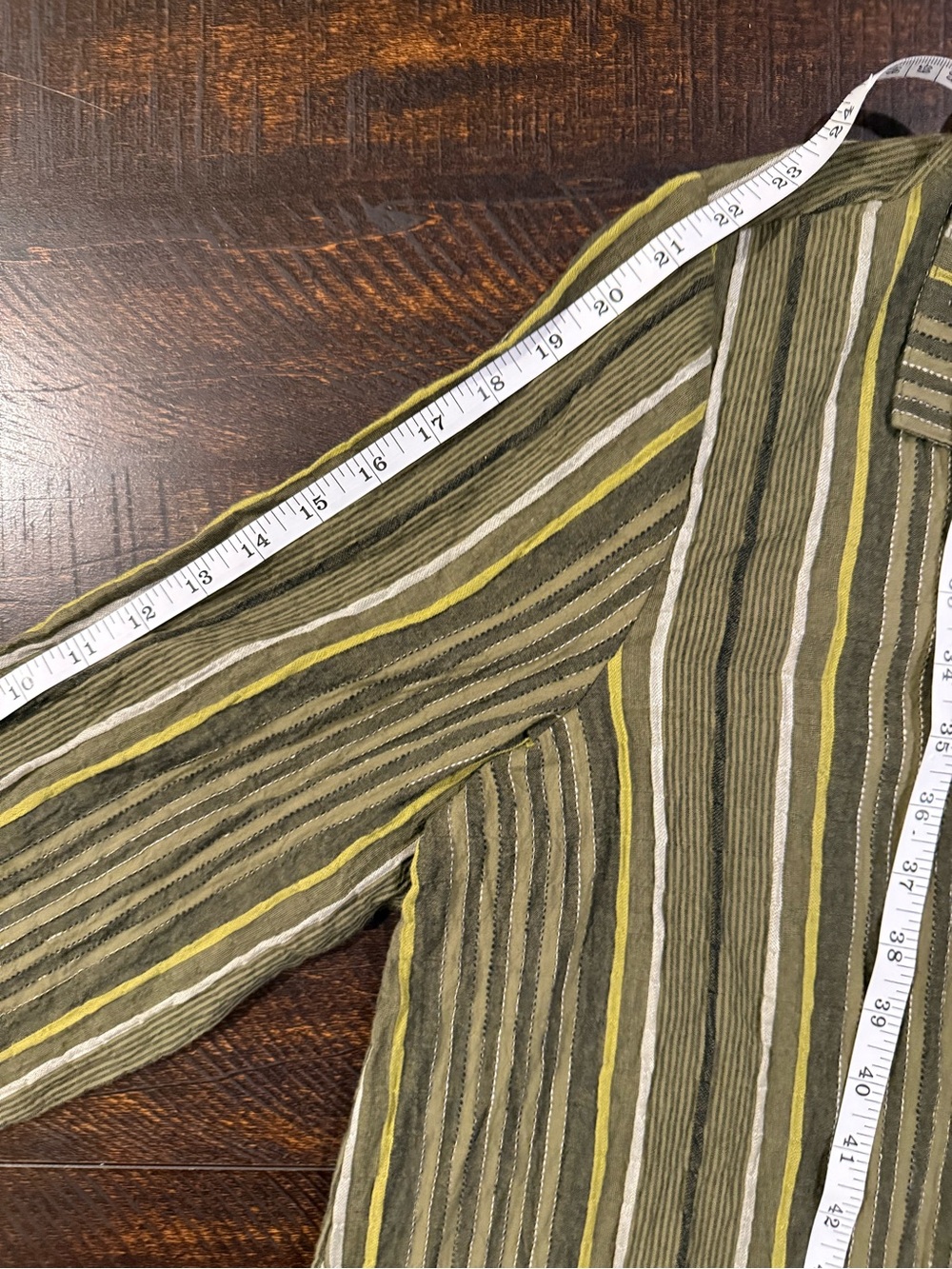 Habitat Change Your Stripes Mixed Stripe Pocket Button Front Shirt Olive Green S - Picture 12 of 12